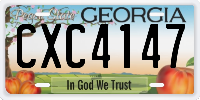 GA license plate CXC4147