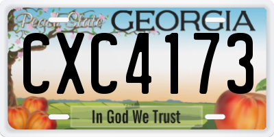 GA license plate CXC4173