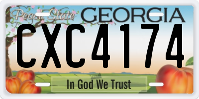 GA license plate CXC4174