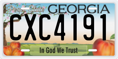 GA license plate CXC4191