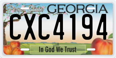 GA license plate CXC4194