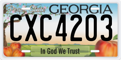 GA license plate CXC4203