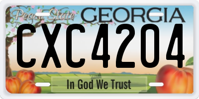 GA license plate CXC4204