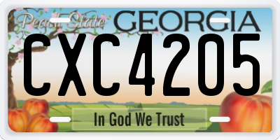 GA license plate CXC4205