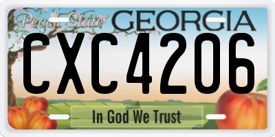 GA license plate CXC4206