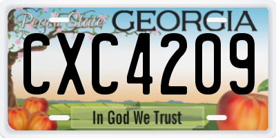 GA license plate CXC4209