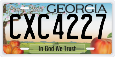 GA license plate CXC4227