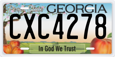 GA license plate CXC4278
