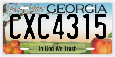 GA license plate CXC4315