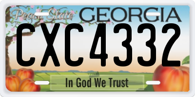 GA license plate CXC4332