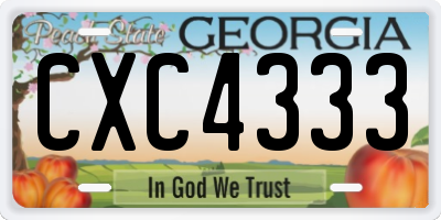 GA license plate CXC4333