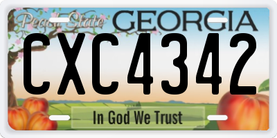 GA license plate CXC4342