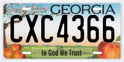 GA license plate CXC4366