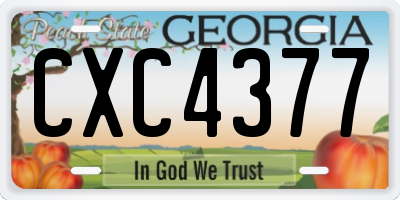 GA license plate CXC4377