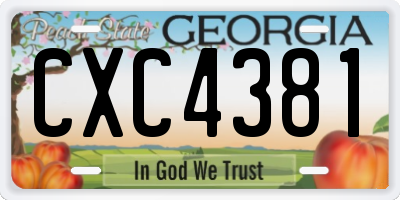 GA license plate CXC4381