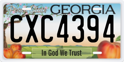 GA license plate CXC4394