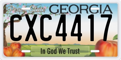 GA license plate CXC4417