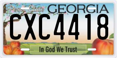 GA license plate CXC4418