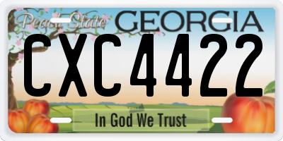 GA license plate CXC4422