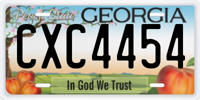GA license plate CXC4454