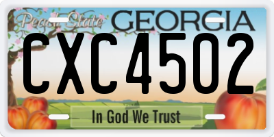 GA license plate CXC4502