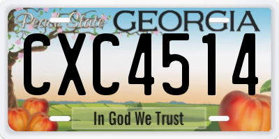 GA license plate CXC4514