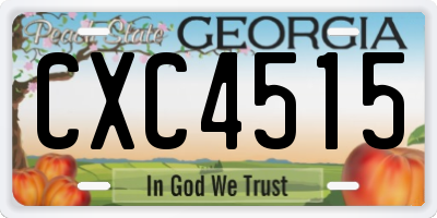 GA license plate CXC4515