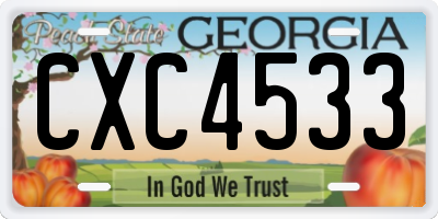 GA license plate CXC4533
