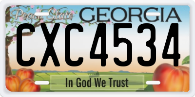 GA license plate CXC4534