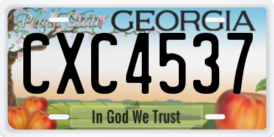 GA license plate CXC4537