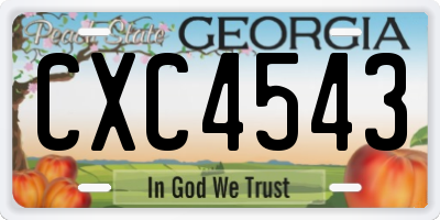 GA license plate CXC4543