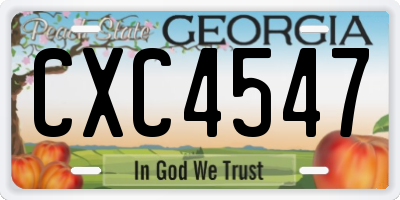 GA license plate CXC4547