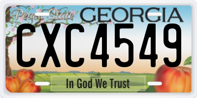 GA license plate CXC4549