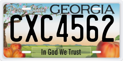 GA license plate CXC4562