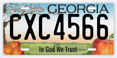 GA license plate CXC4566