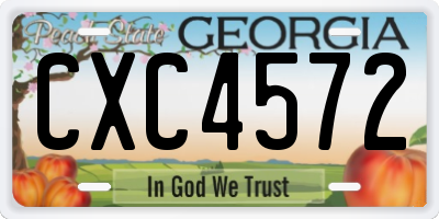 GA license plate CXC4572