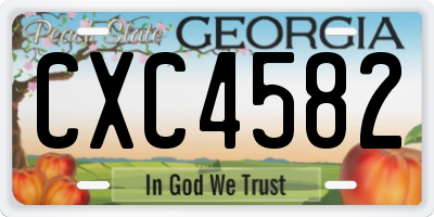 GA license plate CXC4582