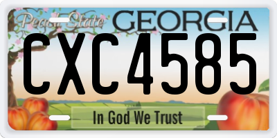 GA license plate CXC4585