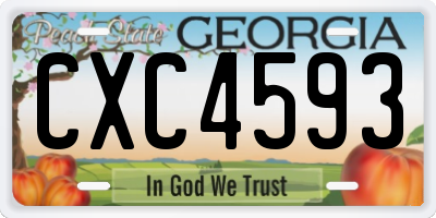 GA license plate CXC4593