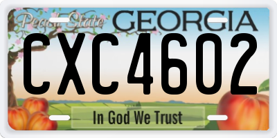 GA license plate CXC4602