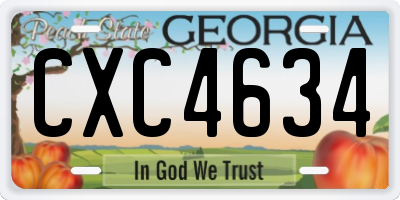 GA license plate CXC4634