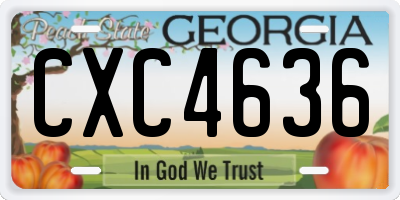 GA license plate CXC4636