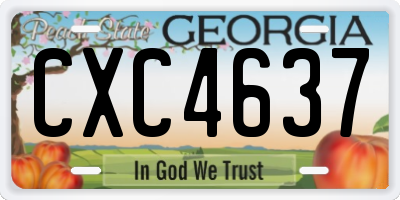 GA license plate CXC4637