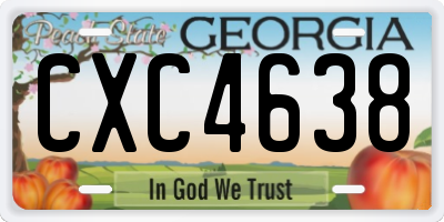 GA license plate CXC4638
