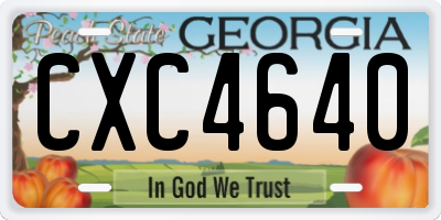 GA license plate CXC4640