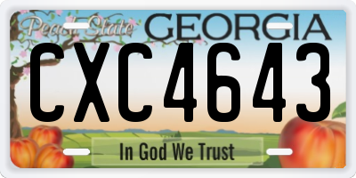 GA license plate CXC4643
