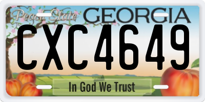 GA license plate CXC4649