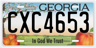 GA license plate CXC4653