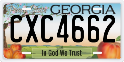 GA license plate CXC4662