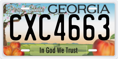 GA license plate CXC4663